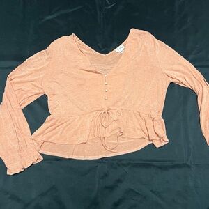 POL Apricot Long Sleeve Blouse